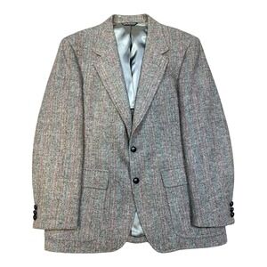 George Barry Harris Tweed Blazer 44R Gray Multi-Color 100% Scottish Wool Vintage